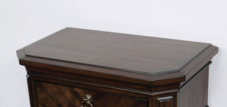 Sunvega Transitional Solid Wood Nightstand with Square Chrome Knobs in Acacia Walnut