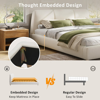 Sunvega King Size Modern Upholstered Bed Frame with Linen Fabric and Solid Wood Legs