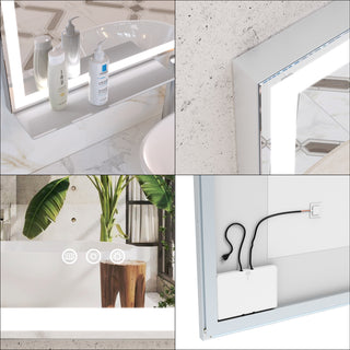 Sunvega 30x36 Inch LED Bathroom Vanity Mirror with Anti-Fog Touch Switch and Memory