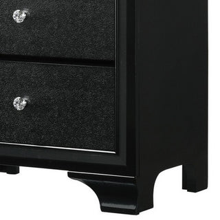 Sunvega Solid Wood Nightstand with 2 Textured Drawers and Crystal Knob Pulls