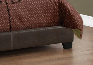 Sunvega Brown Leather Look Upholstered Full Size Bed with Headboard