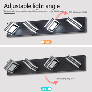 Sunvega Modern 7-Light LED Vanity Fixture with Square Acrylic Lampshades for Bathroom
