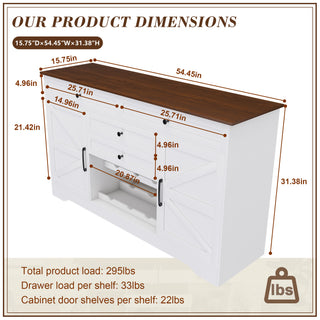 Sunvega Modern Farmhouse White Buffet Cabinet with Hutch for Kitchen Storage and Dining Room