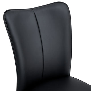 Sunvega Modern Black PU Chairs with Vertical Stripe Design and Metal Legs Set of Two