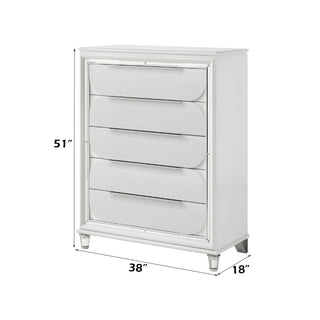 Sunvega Modern Pearl White Finish Nightstand with Spacious Drawers and Acrylic Legs