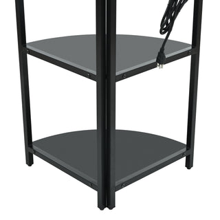 Sunvega 5 Tier Corner Shelf with LED Light USB Plug and Glass Holder