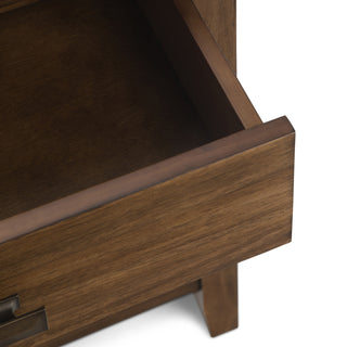 Sunvega Rustic Natural Aged Brown Solid Wood Handcrafted Bedside Table with Drawer