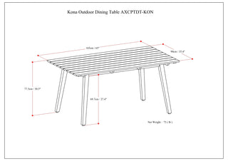 Sunvega Light Teak Solid Acacia Wood Outdoor Dining Table Seats 6