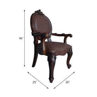 Sunvega Taupe and Bone White Arm Chair with Nailhead Trim and Ornate Legs