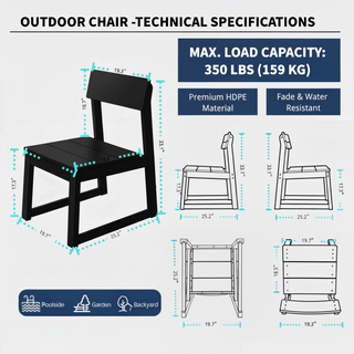 Sunvega Modernist HDPE Outdoor Garden Armchairs with Backrest in Your Choice of Color