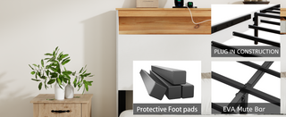 Sunvega Wooden Bed Frame with Storage Headboard and Built-in Charging Station