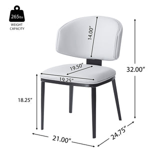 Sunvega Modern PU Leather Upholstered Dining Chairs with Crescent Backrest Set of 2