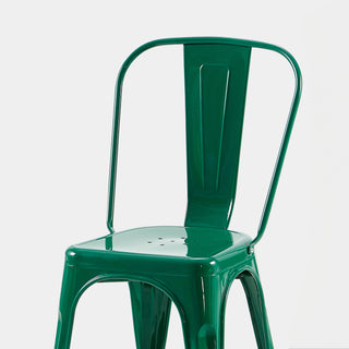 Sunvega Set of 4 High Gloss Green Industrial Metal Dining Chairs with 18 Inch Seat Height