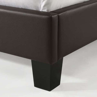 Sunvega Brown Faux Leather Upholstered Full Bed with USB Ports and Censor Lights