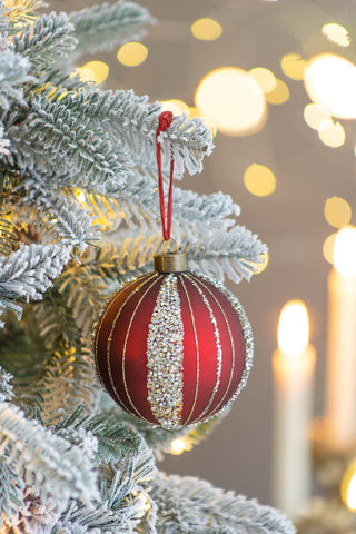 Sunvega Glass Glitter Painted Christmas Ball Ornaments Set of 12 for Holiday Decor
