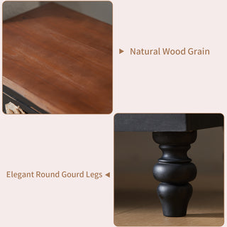 Sunvega Vintage Farmhouse End Table with Floral Knobs and Gourd Legs