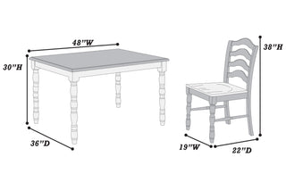 Sunvega Contemporary White and Oak Square Dining Table with 4 Ladder Back Chairs