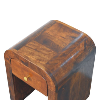 Sunvega Mini Darcy Chestnut Nightstand with Curved Edges and Brass Knob