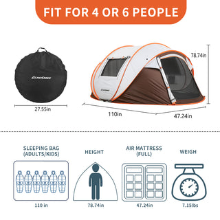 Sunvega Pop Up Boat Tent for 4-6 Persons with White and Brown Color