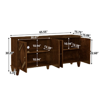 Sunvega Mid Century Modern Sideboard Buffet Cabinet with Spacious Storage and Geometric Accent