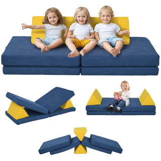 Sunvega Modular Kids Play Couch with Soft Velvet Washable Cover for Creative Play