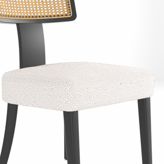 Sunvega Mid Century Modern Dining Chairs Set of 2 with Solid Wood and Rattan Net Back