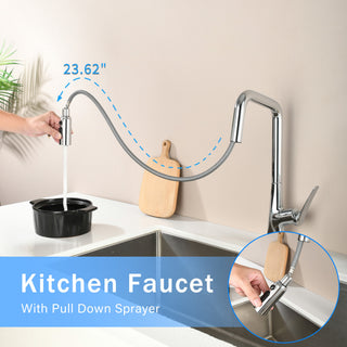 Sunvega Matte Black High Arc Pull Down Kitchen Faucet with 3 Spray Modes