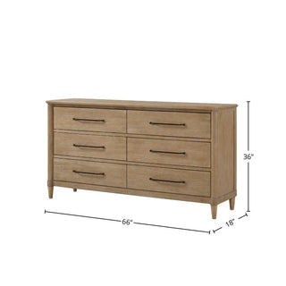 Sunvega Sand Finish 6 Drawer Dresser with Cedar and Felt Lined Storage