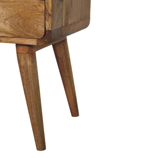 Sunvega Solid Mango Wood Nightstand with Drawer and Shelf in Oak-ish Brown