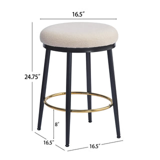 Sunvega Modern Black Iron Frame Counter Stools Set of 2 with Sponge Cushion and Footrest