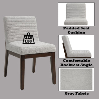 Sunvega Gray Linen Upholstered Side Chair with Padded Seat and Back Set of 2