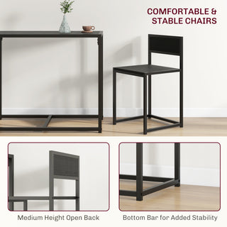 Sunvega 3-Piece Industrial Dining Table Set for Two with MDF Top and Steel Legs
