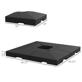 Sunvega Heavy-Duty 4-Piece Cantilever Umbrella Base Set with 176 lbs Water or 264 lbs Sand Capacity