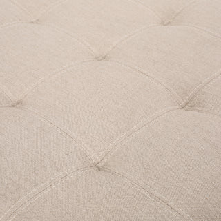 Sunvega Fabric Ottoman with Tufted Waffle Lid and Soft-Closing Hinges for Storage