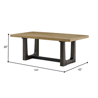 Sunvega Caramel and Cocoa Trestle Dining Table with Black Base and Easy Leaf