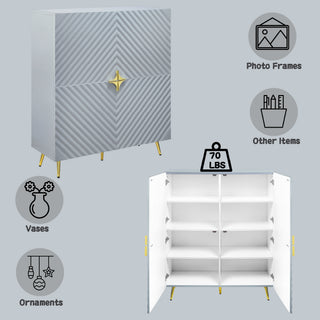 Sunvega Gaines Gray High Gloss Finish Nightstand with 2 Storage Drawers and Metal Legs