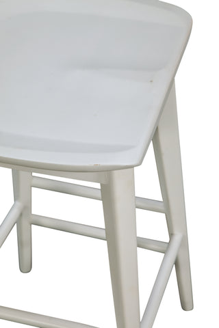 Sunvega Modern Wood Counter Stool with Tapered Legs and Cross-Stretchers in White