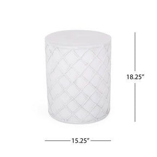 Sunvega Lightweight Concrete End Table with Nautical Diamond Rope Pattern