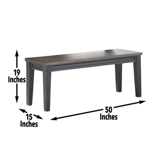 Sunvega Solid Wood Dark Brown Dining Bench with Plank Effect Farmhouse Top