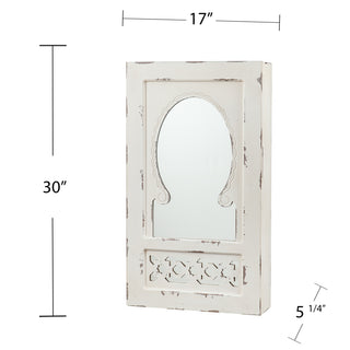 Sunvega Shabby Chic Wall Mount Jewelry Mirror with Magnetic Closure and Vintage Design