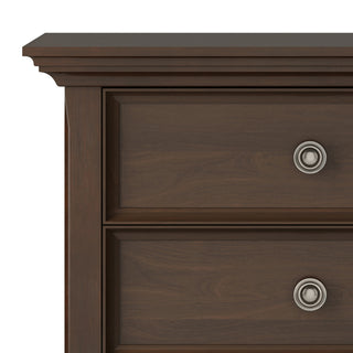 Sunvega Natural Aged Brown Solid Wood Bedside Table with Two Spacious Drawers