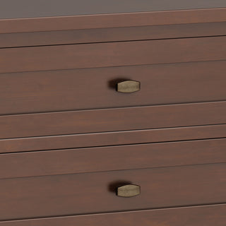 Sunvega Russet Brown Solid Wood Transitional Nightstand with Two Drawers and Shelf