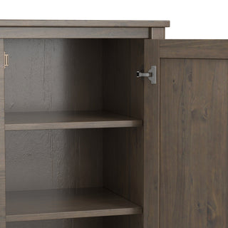 Sunvega Smoky Brown Solid Wood Sideboard with Wine Storage and Drawers