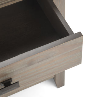 Sunvega Distressed Grey Transitional Bedside Table with Drawer and Shelf