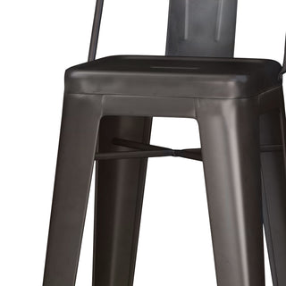 Sunvega Industrial Metal Bar Stool Set of 2 with Curved Back and Foot Rest