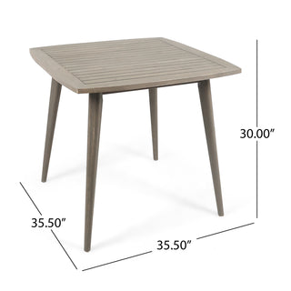 Sunvega Gray Acacia Wood Outdoor Square Table with Toothpick Leg Design