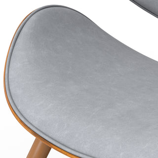 Sunvega Stone Grey Vegan Faux Leather Upholstered Mid Century Modern Dining Chair