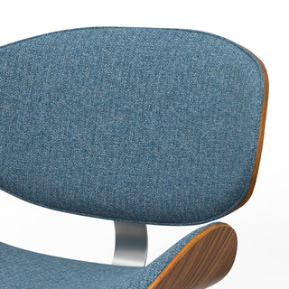 Sunvega Mid Century Modern Dining Chair with Denim Blue Fabric and Walnut Frame