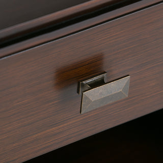 Sunvega Handcrafted Russet Brown Solid Wood Transitional Bedside Table with Drawer