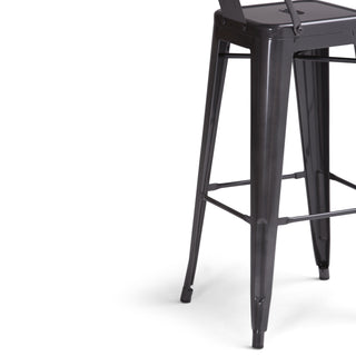 Sunvega Industrial Metal Bar Stool Set of 2 with Curved Back and Foot Rest